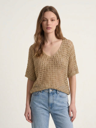 Gold Textured Knit Top - Born To Glam