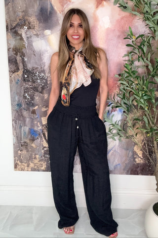 Black Linen Palazzo Pants - Born To Glam