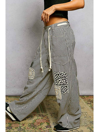 Chocolate Striped Patchwork Wide Leg Pants duplicate