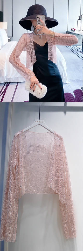 Pink Mesh Sparkle Embellished Jacket
