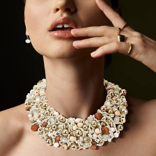 Wire Beaded Collar Necklace - Born To Glam