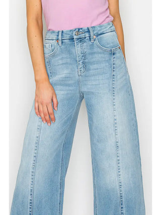 Light Wash Wide Leg Cuffed Jeans