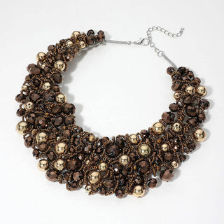 Wire Beaded Collar Necklace - Born To Glam