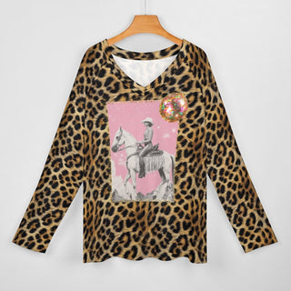 Retro Pop Leopard Cowgirl Graphic Top view 3