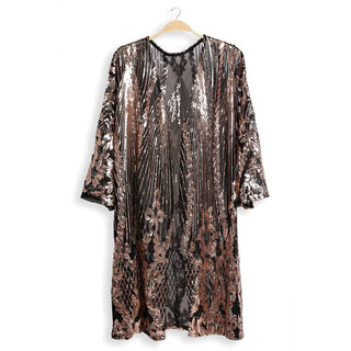 Black Sequin Kimono Sequin Duster Party Glitter Cardigan