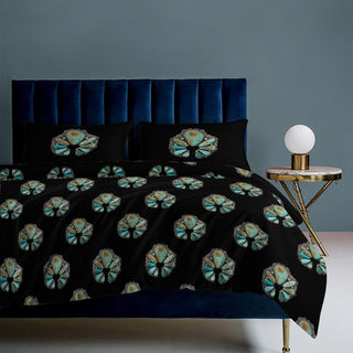 Baha Ranch Turquoise Naja Design 3-Piece Bedding Set (1 Duvet Cover + 2 Pillow Shams) – 102"×90" - Born To Glam