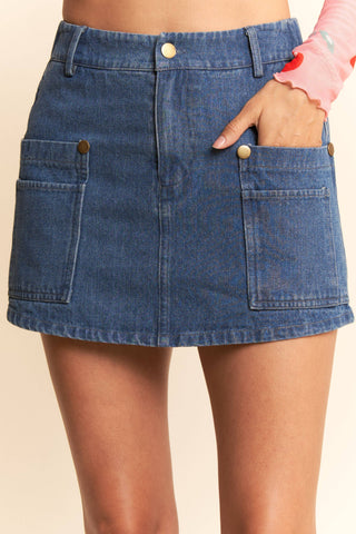 Denim Mini Skort - Born To Glam