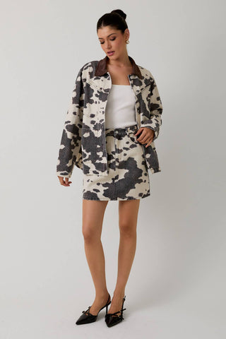 Cow Print Barn Jacket - Born To Glam