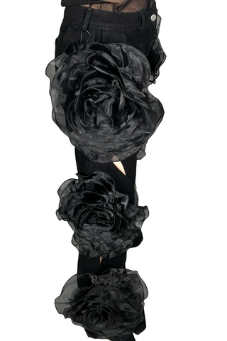 Rosette Wide Leg Jeans - Born To Glam