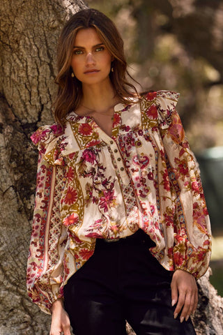 Floral Printed Peasant Blouse - Born To Glam