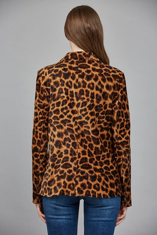 Leopard Print Double Breasted Blazer