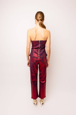 Johanna Foil Coated Denim Top - Born To Glam