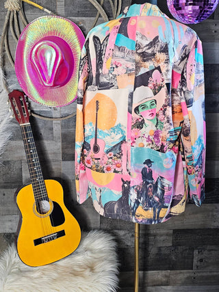 Retro Pop Western Collage Blazer — Faire photo 12
