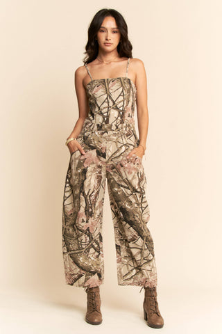 Camo Strapless Wide Leg Jumpsuit - Born To Glam