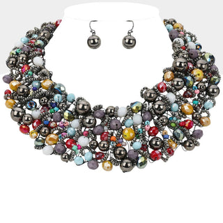 Wire Beaded Collar Necklace - Born To Glam