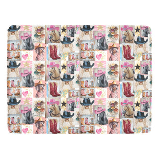 Baha Ranch Danilo Painted Cowgirl Collage Throw Blanket 60" x 80 Made in America - Born To Glam