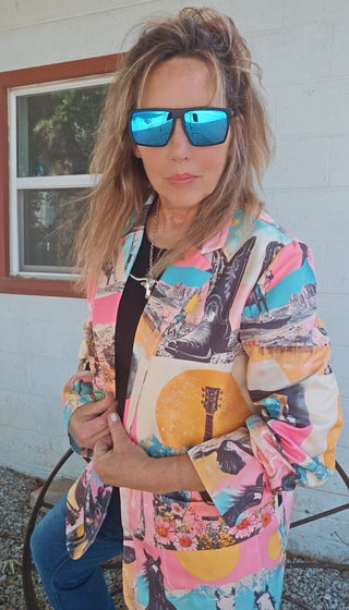 Retro Pop Western Collage Blazer view 4