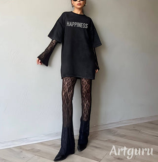 Black Lace Layered Happiness Lounge Set