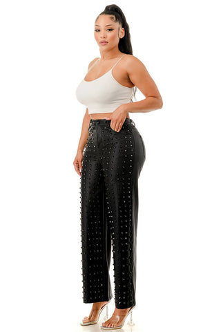 Studded Black Wide-Leg Pants - Born To Glam