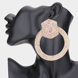 Rhinestone Pave Circle Statement Earrings - Born To Glam