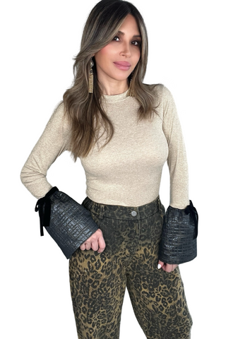 Gold Metallic Flare Sleeve Top - Born To Glam