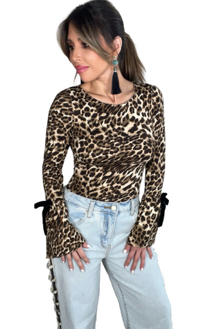 Bow Accent Flare Sleeve Top - Born To Glam