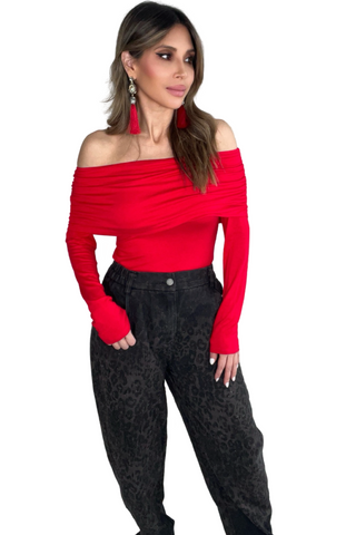 Red Off The Shoulder Top - Born To Glam