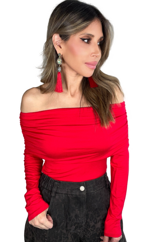 Red Off The Shoulder Top - Born To Glam