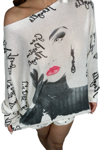 Round Neck Printed Sweater - Born To Glam