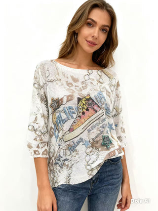 White Sneaker Graphic Top