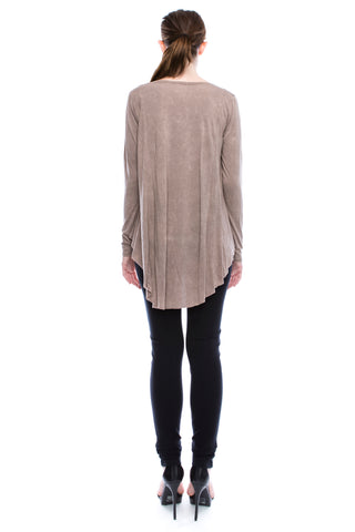 Taupe Print & Rhinestone Long Sleeve Top - detail