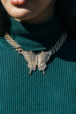 Ciana Cuban Link Butterfly Necklace - Born To Glam