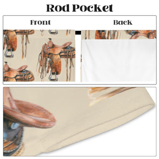 Baha Ranch Saddle Print Window Curtain Drapes 52"x63" Made in America - Born To Glam