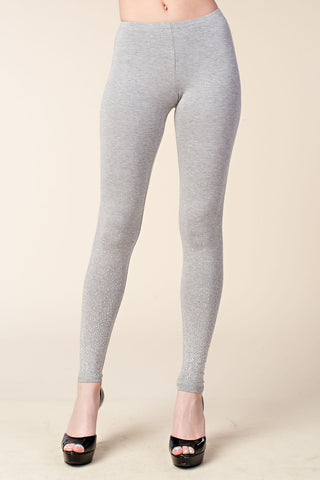 H.Grey Ombre Rhinestone Mid Rise Leggings - detail