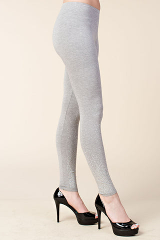 H.Grey Ombre Rhinestone Mid Rise Leggings - detail