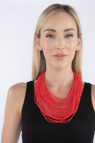 Ruby Red Seed Bead Necklace - Born To Glam