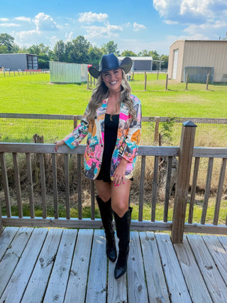 Retro Pop Western Collage Blazer — Faire photo 2