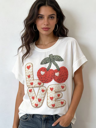 Style the Cherry Love Graphic Tee exclusively at Born To Glam