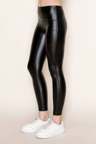 High Waisted Faux Leather Leggings - Born To Glam