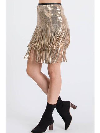 Gold Sequin Fringe Mini Skirt – supplier view 3
