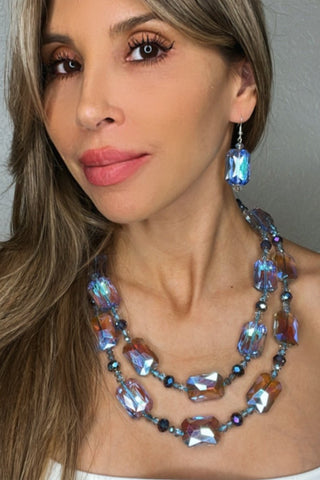 Rectangle Crystal Long Necklace - Born To Glam