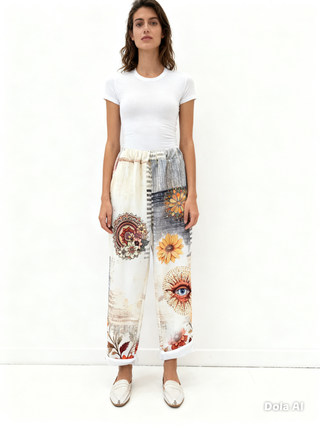 Boho Sun & Eye Print Jogger Pants