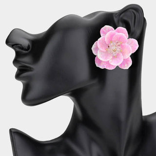 Faceted Bud Resin Petal Flower Earrings - Born To Glam