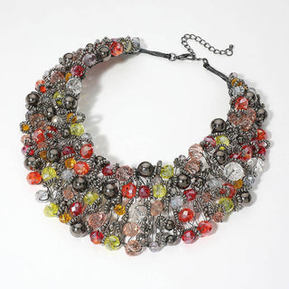 Wire Beaded Collar Necklace - Born To Glam