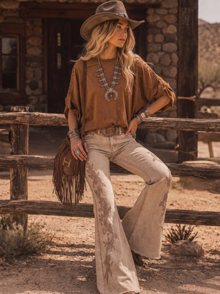 Camel Studded High-Low Oversized Tee - Faire photo 4