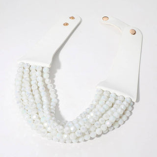 Chunky Acrylic Beaded Multi Layered Faux Leather Necklace - Born To Glam