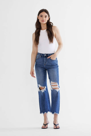 Mica Denim 90's Vintage Crop Flare - Born To Glam