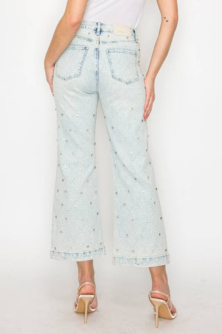 Style the Artemis Vintage  Jewel Embellished Stretch Palazzo Jeans exclusively at Born To Glam