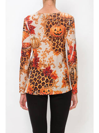 Fall Leopard Sparkly Long Sleeve Sheer Mesh Top alternate view