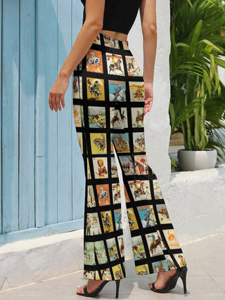 Vintage Cowboy Collage Flare Pants